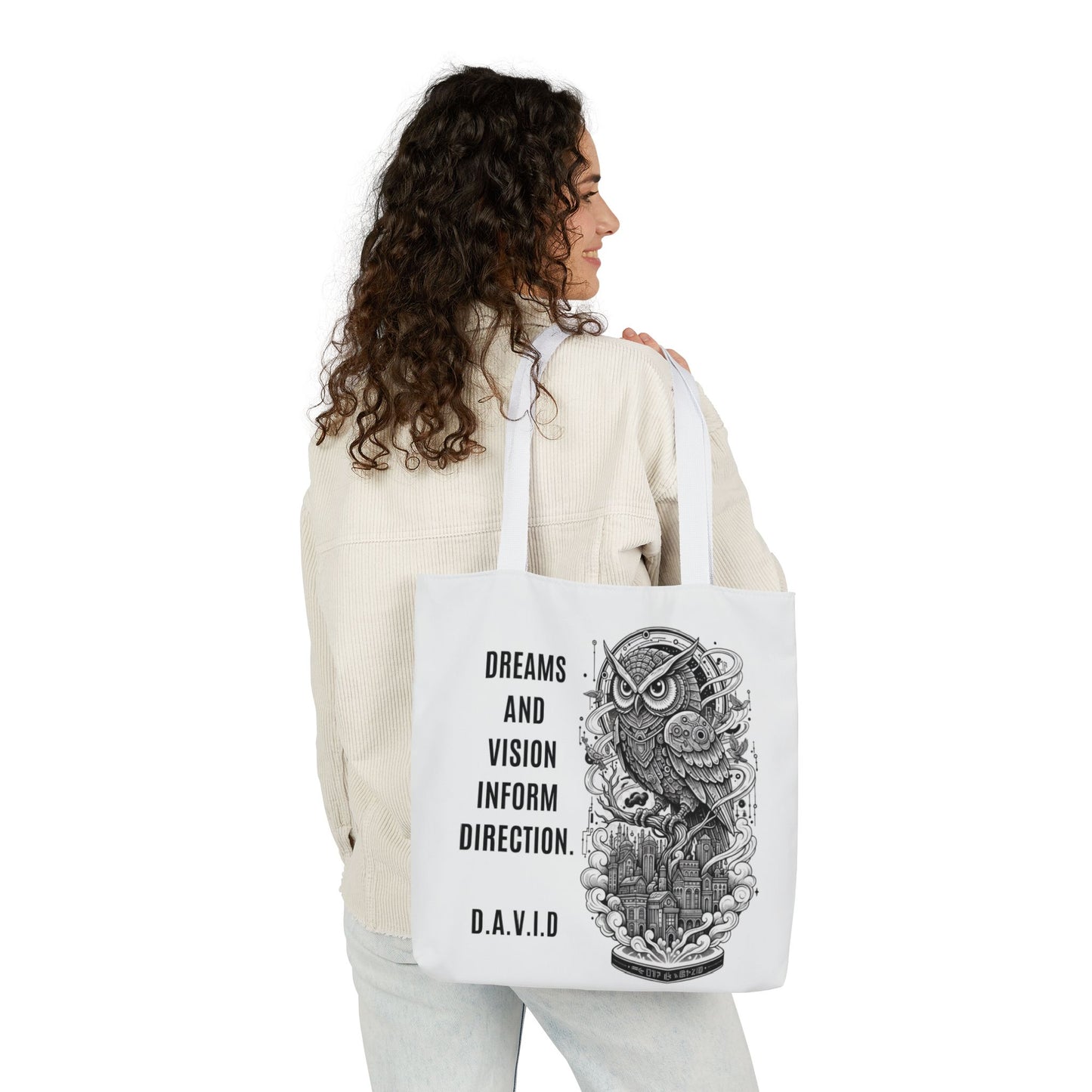 Personalized Initial Quote Owl Vision Canvas Tote Custom Name