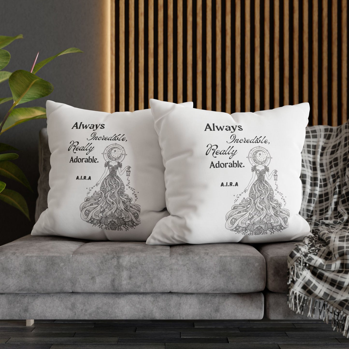 Personalized Initial Quote Light Girl — Custom Sayings on Square Poly Canvas Pillowcase