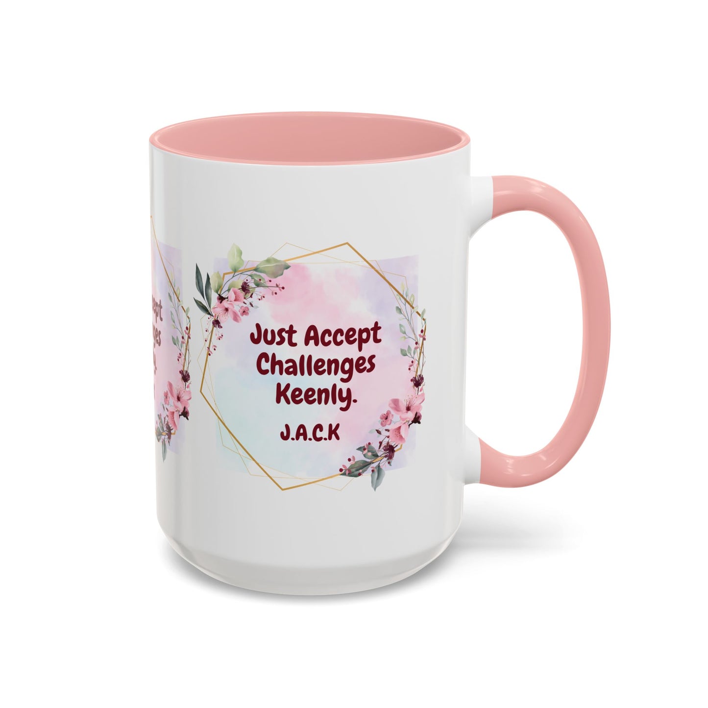Personalized Floral Frame Accent Coffee Mug