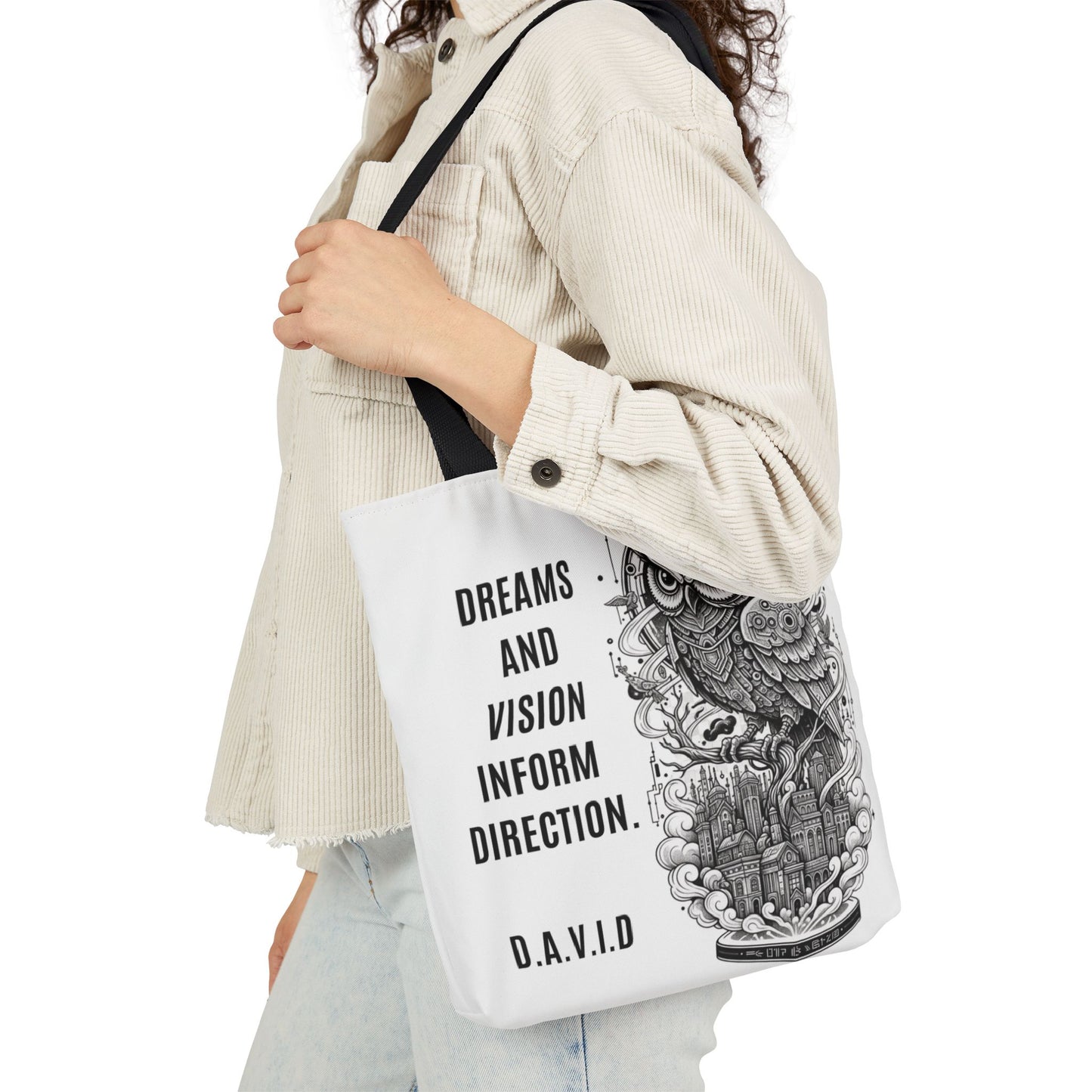 Personalized Initial Quote Owl Vision Canvas Tote Custom Name