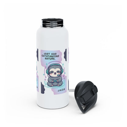 Personalized Initial Quote Sloth Gamer Stainless Steel Water Bottle