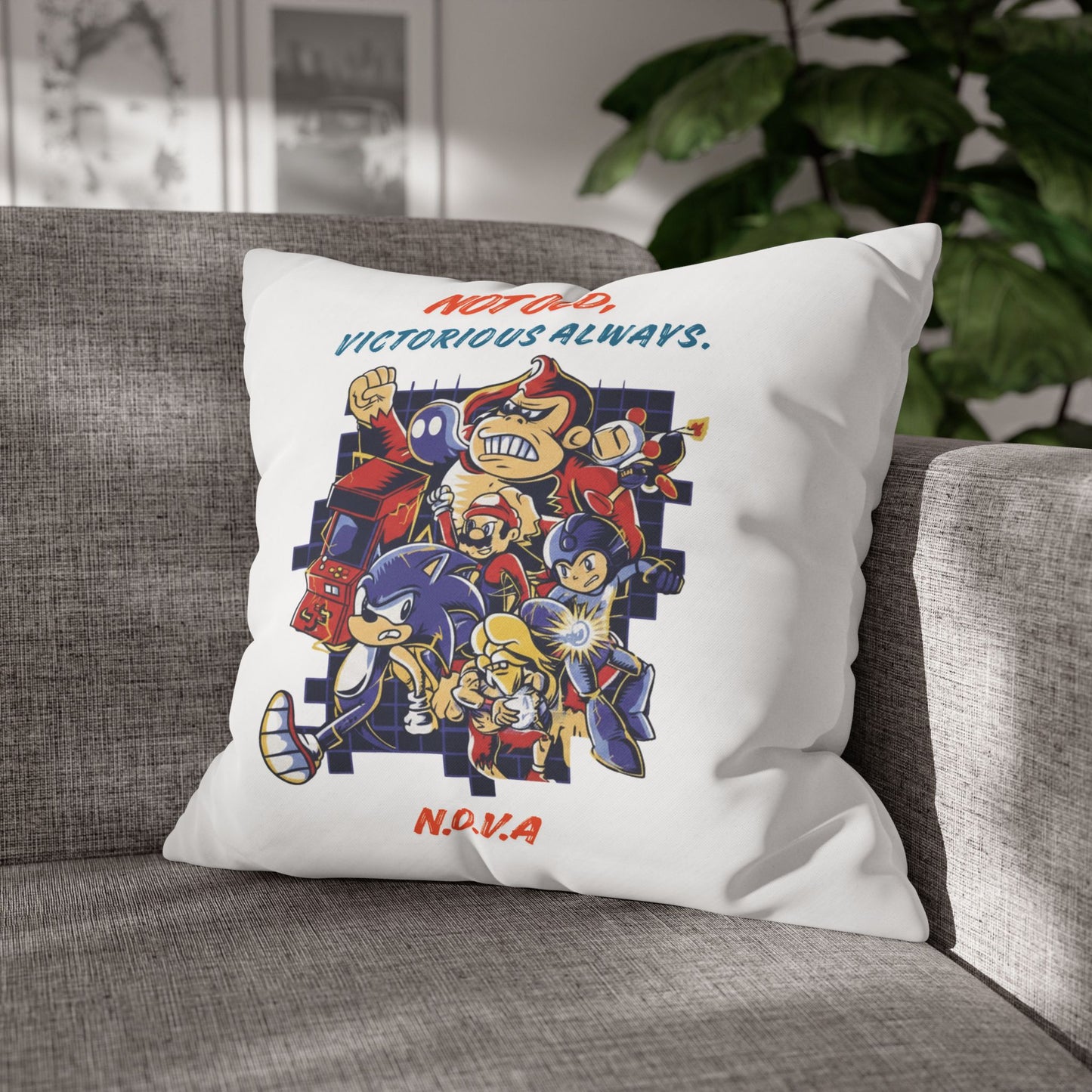 Personalized Initial Quote Cartoon — Custom Sayings on Square Poly Canvas Pillowcase