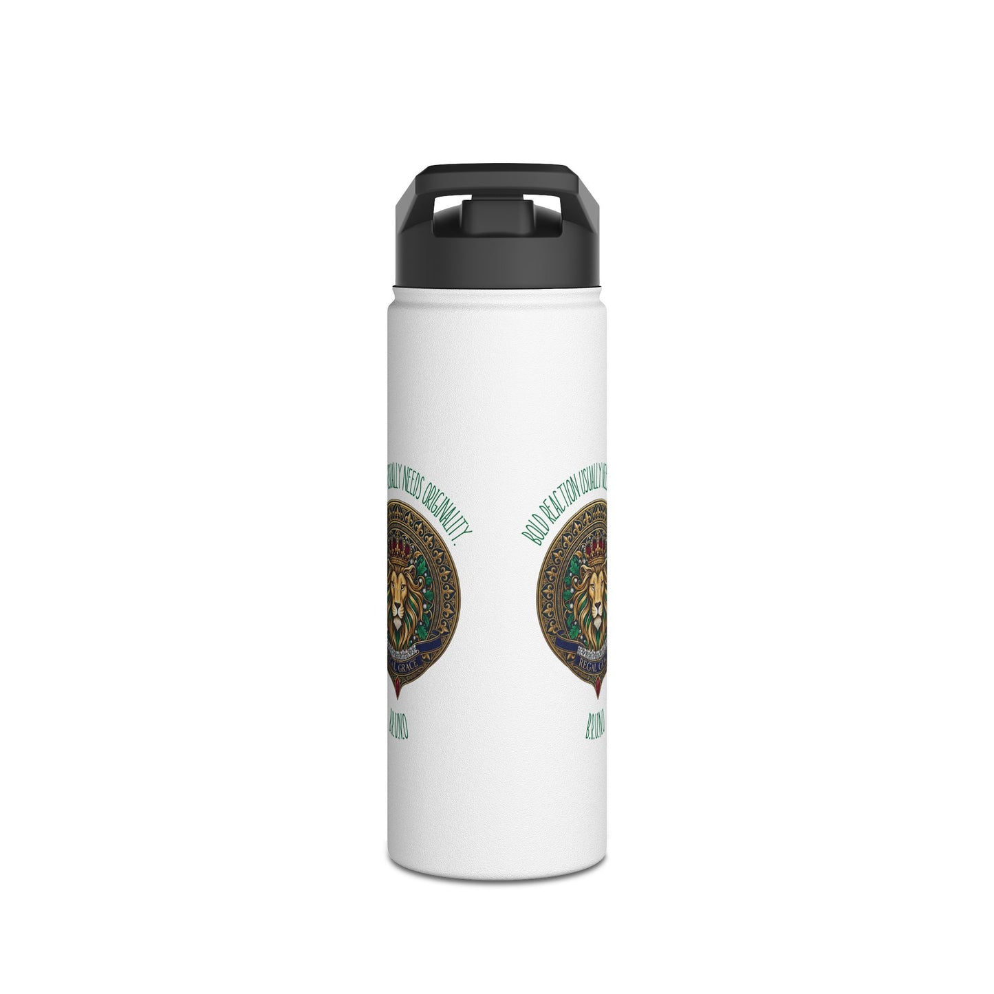 Personalized Initial Quote Circled Lion Stainless Steel Water Bottle