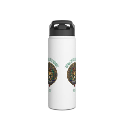 Personalized Initial Quote Circled Lion Stainless Steel Water Bottle