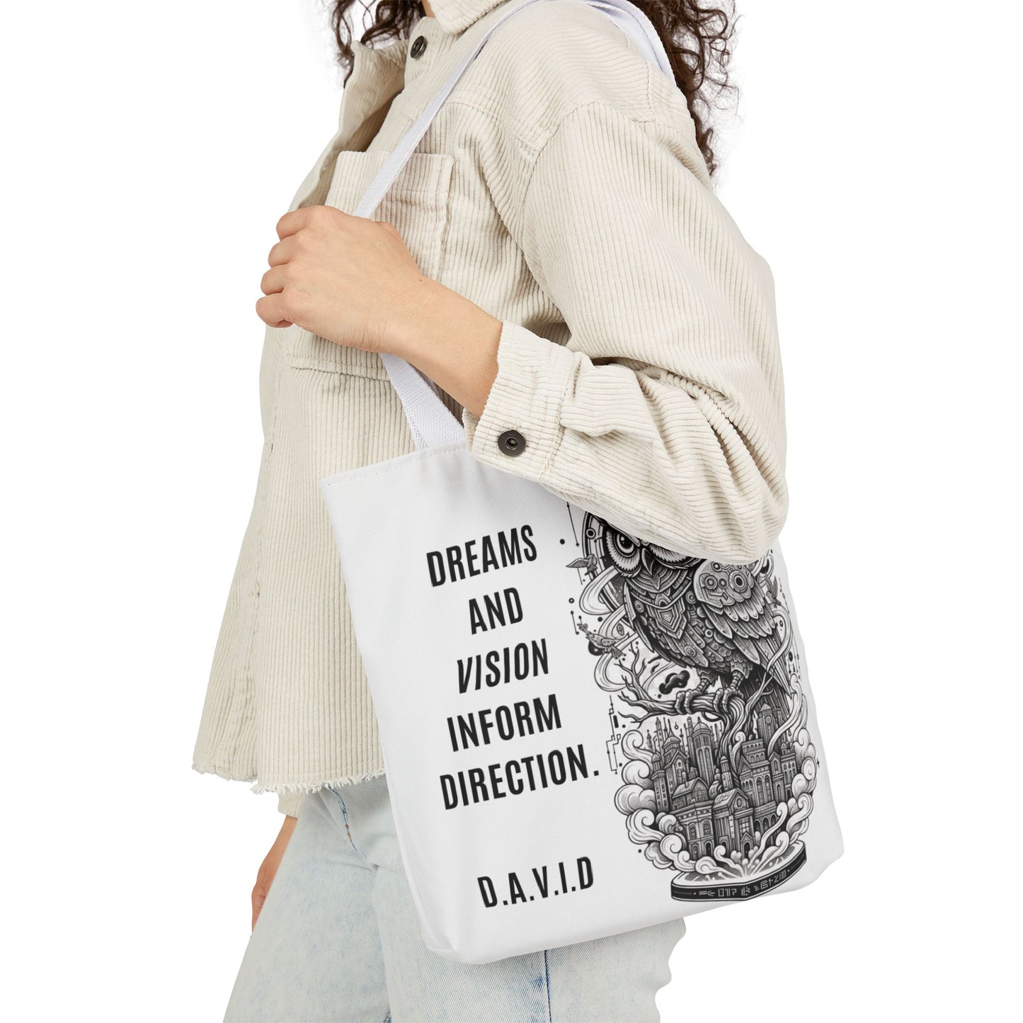 Personalized Initial Quote Owl Vision Canvas Tote Custom Name