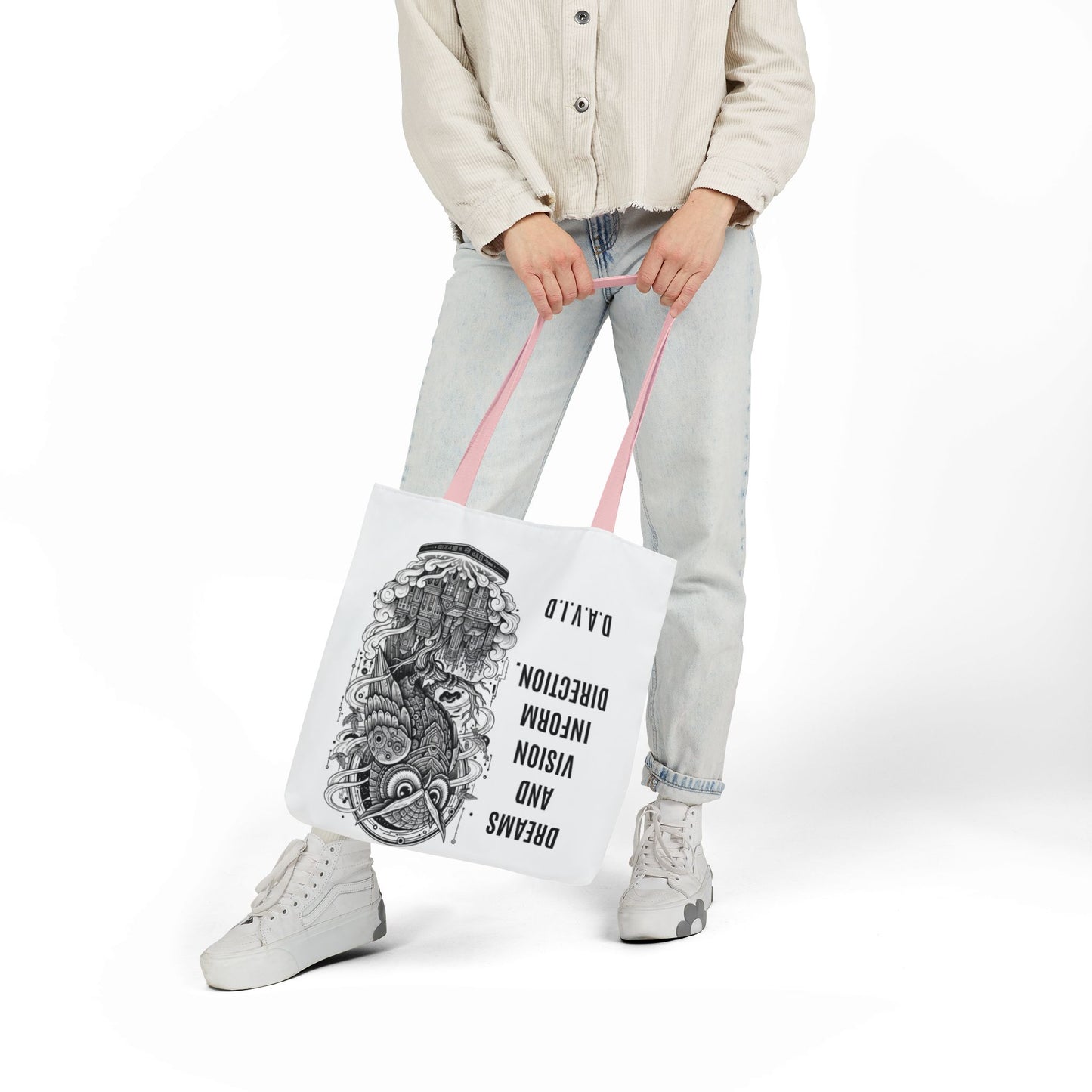 Personalized Initial Quote Owl Vision Canvas Tote Custom Name