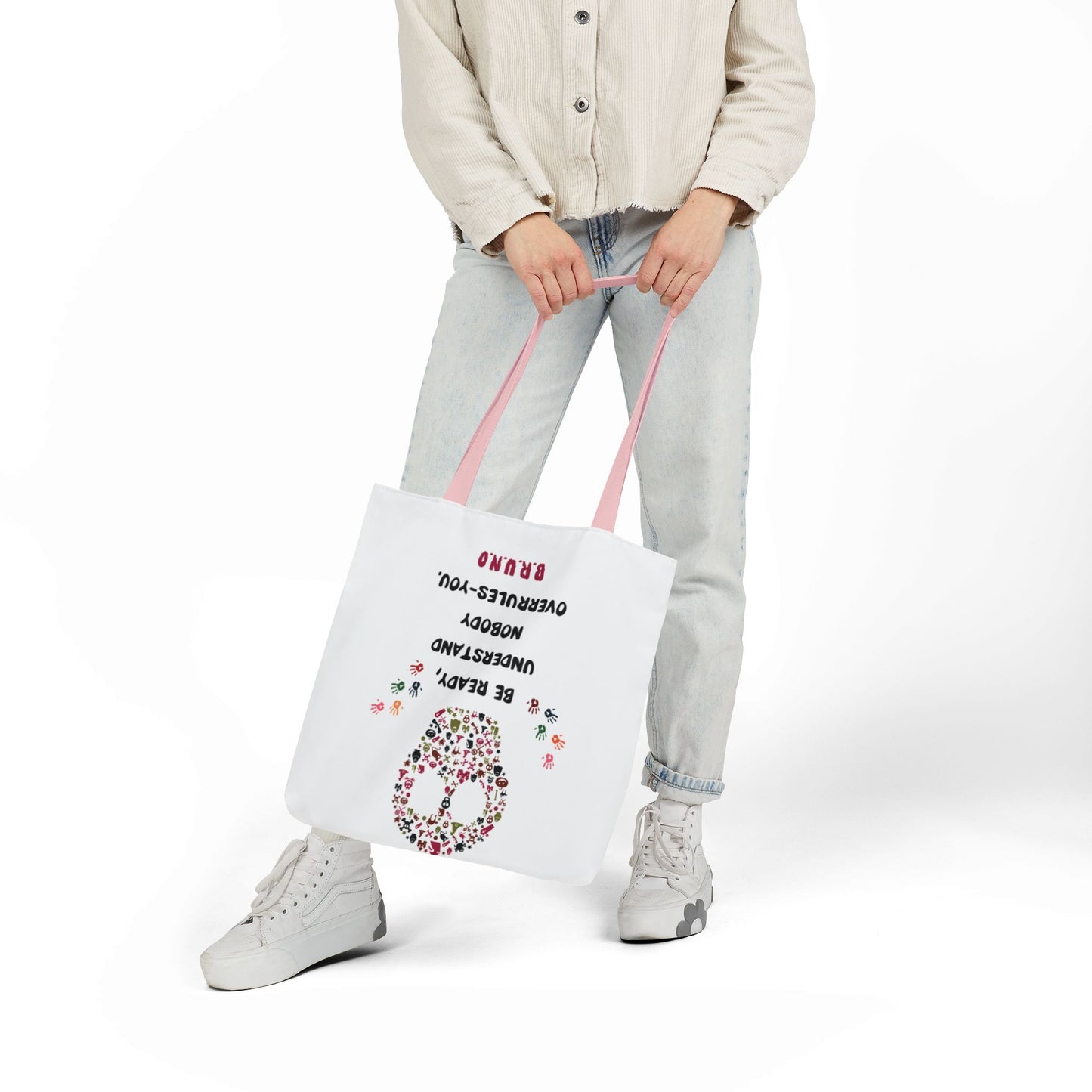 Personalized Initial Quote Floral Skull Canvas Tote Custom Name