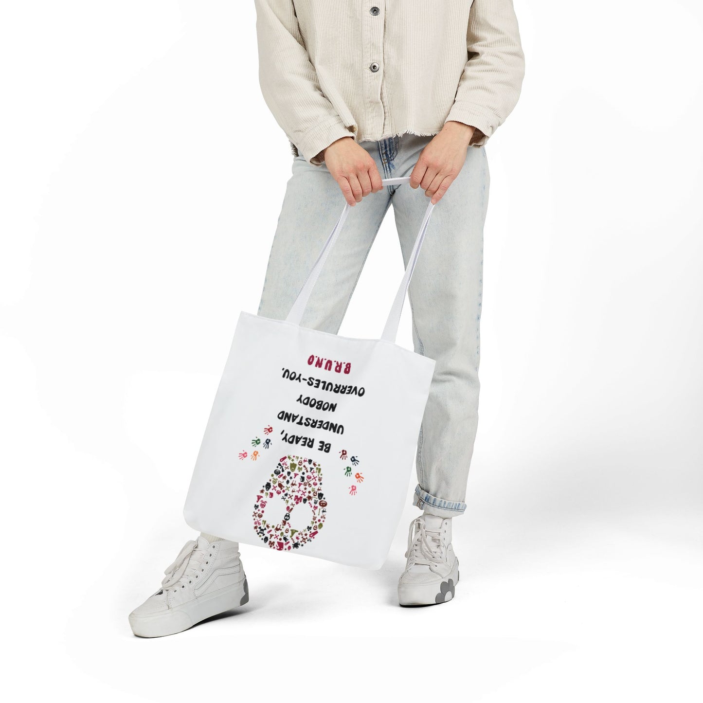 Personalized Initial Quote Floral Skull Canvas Tote Custom Name