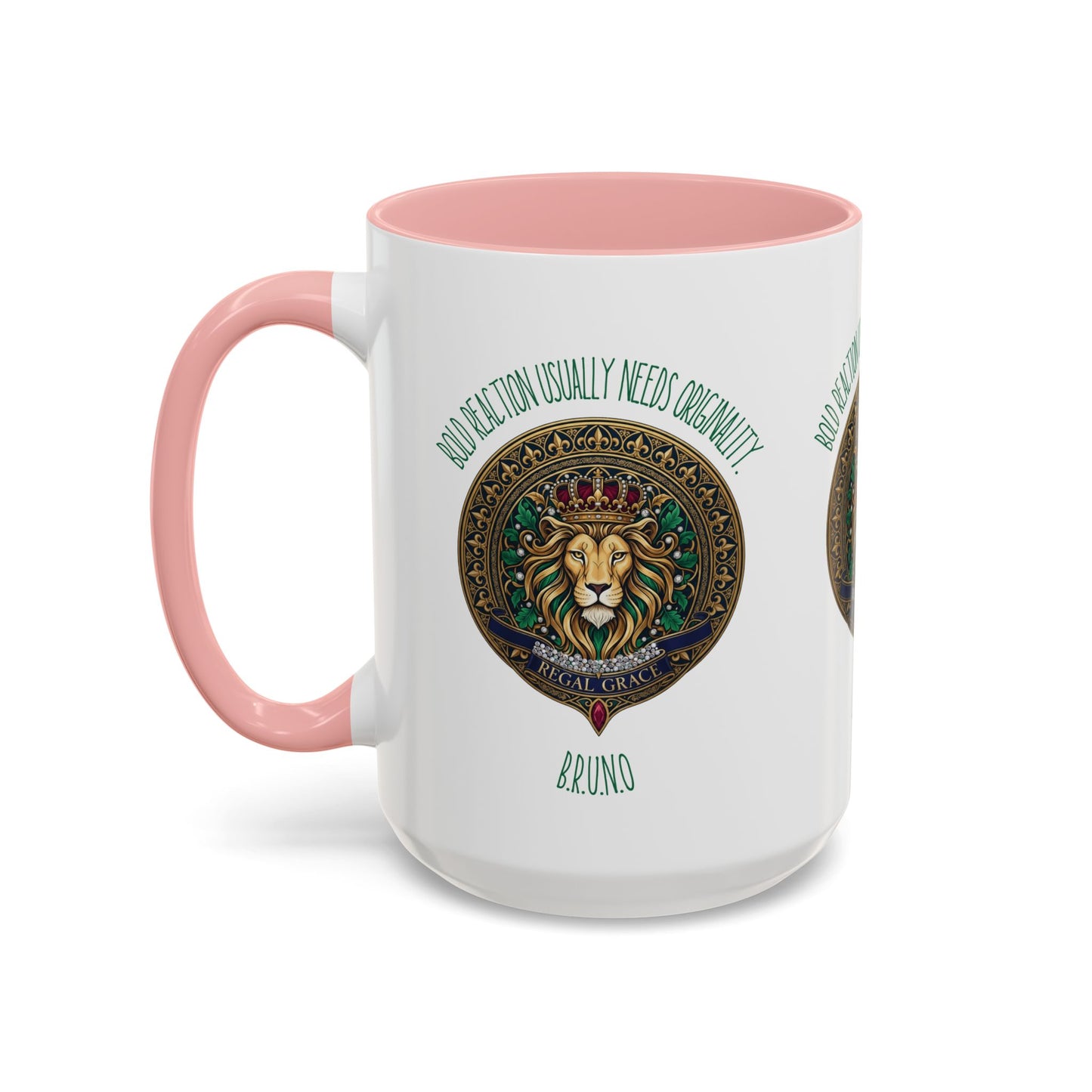 Personalized Initial Circled Lion Accent Coffee Mug