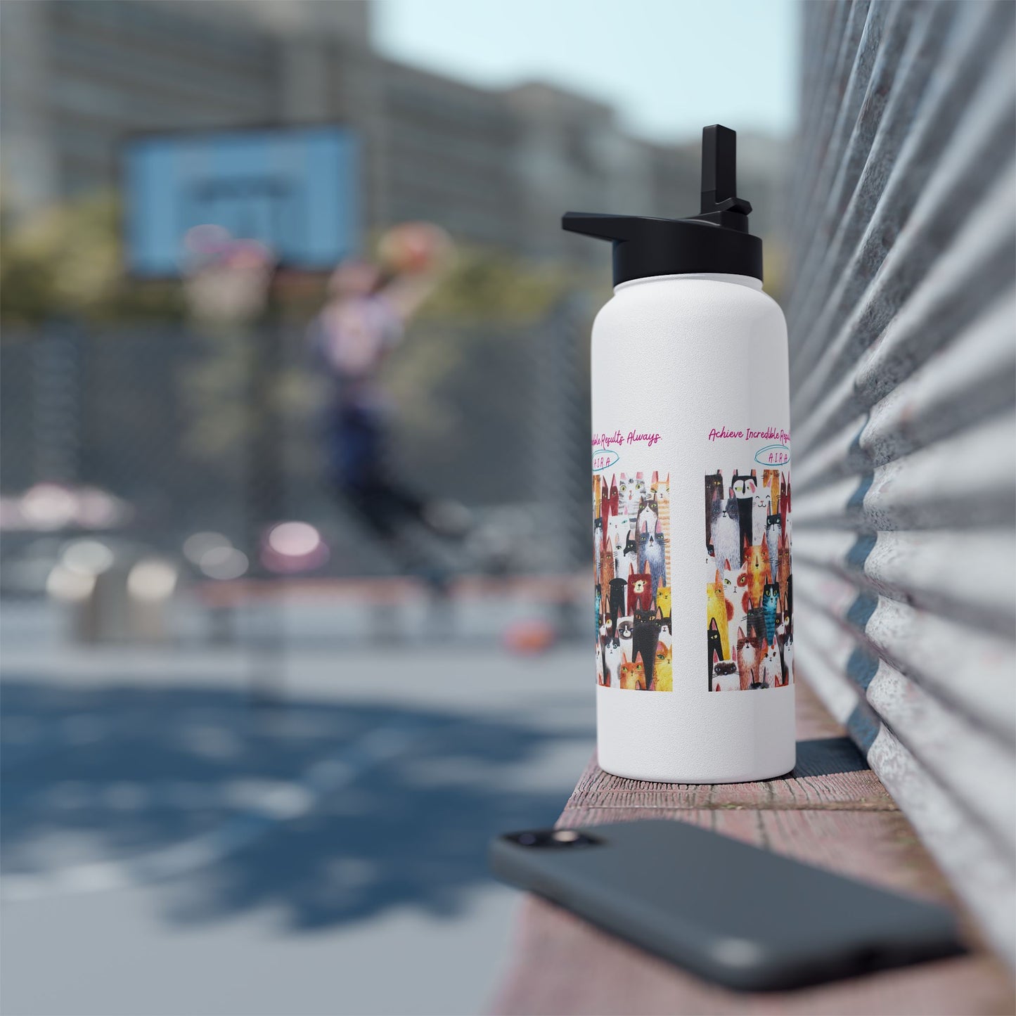 Personalized Initial Quote Cat Collage Stainless Steel Water Bottle