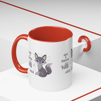 Personalized Initial Fox King Accent Coffee Mug