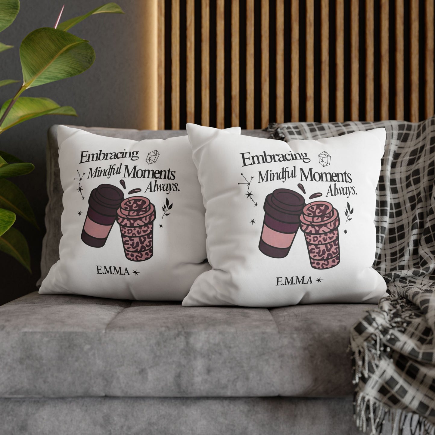 Personalized Initial Quote Girly Coffee — Custom Sayings on Square Poly Canvas Pillowcase