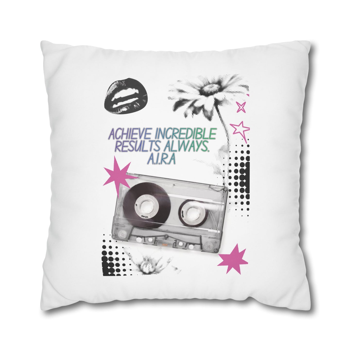 Personalized Initial Quote Cassette — Custom Sayings on Square Poly Canvas Pillowcase