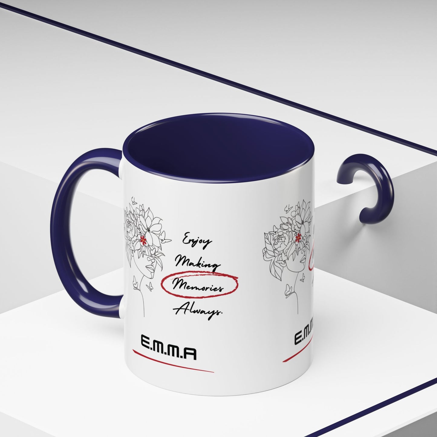 Personalized Initial Floral Girl Accent Coffee Mug