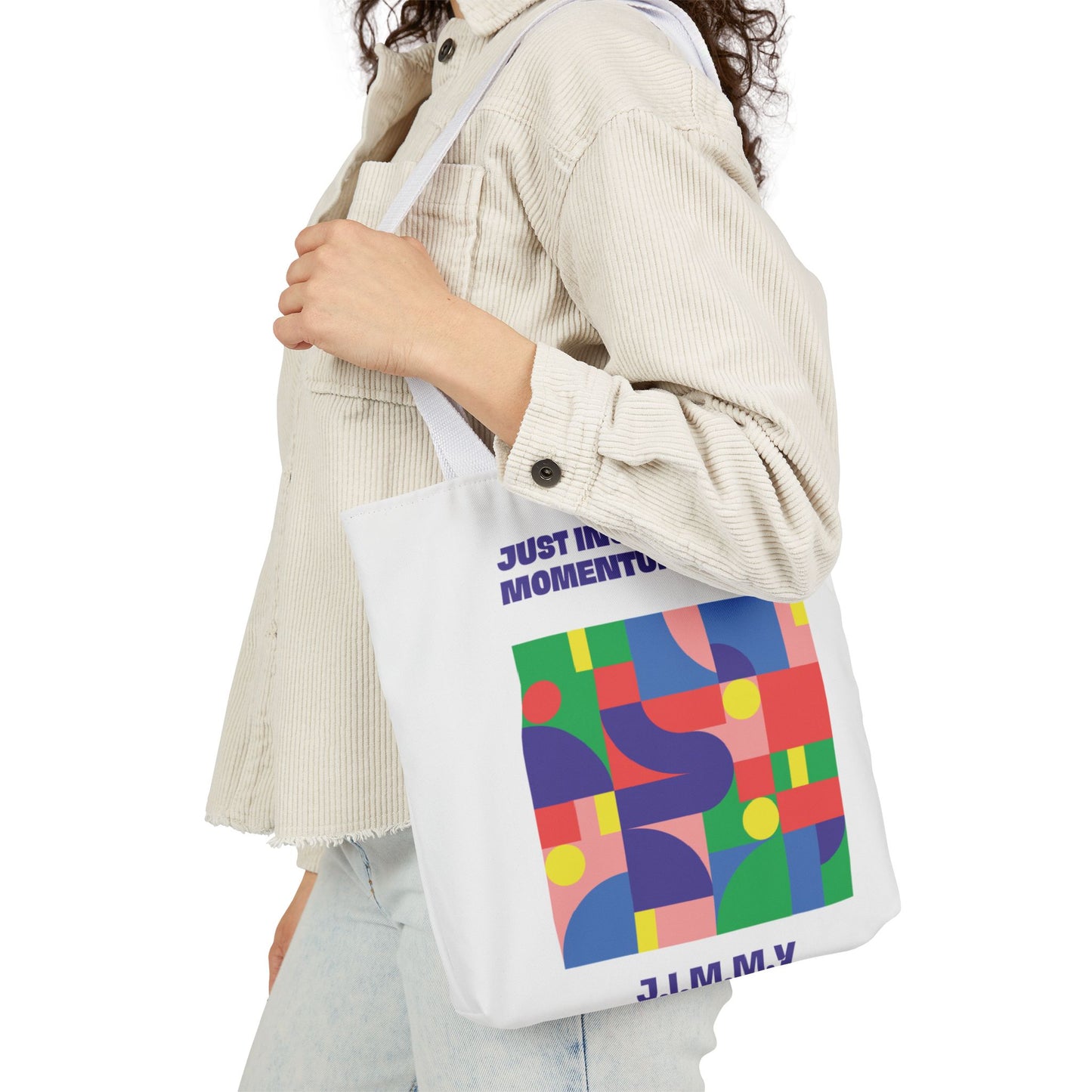 Personalized Initial Quote Colorful Momentum Canvas Tote Custom Name