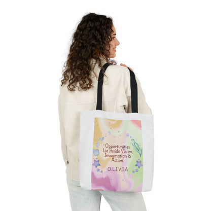 Personalized Initial Quote Ocean Theme Canvas Tote Custom Name