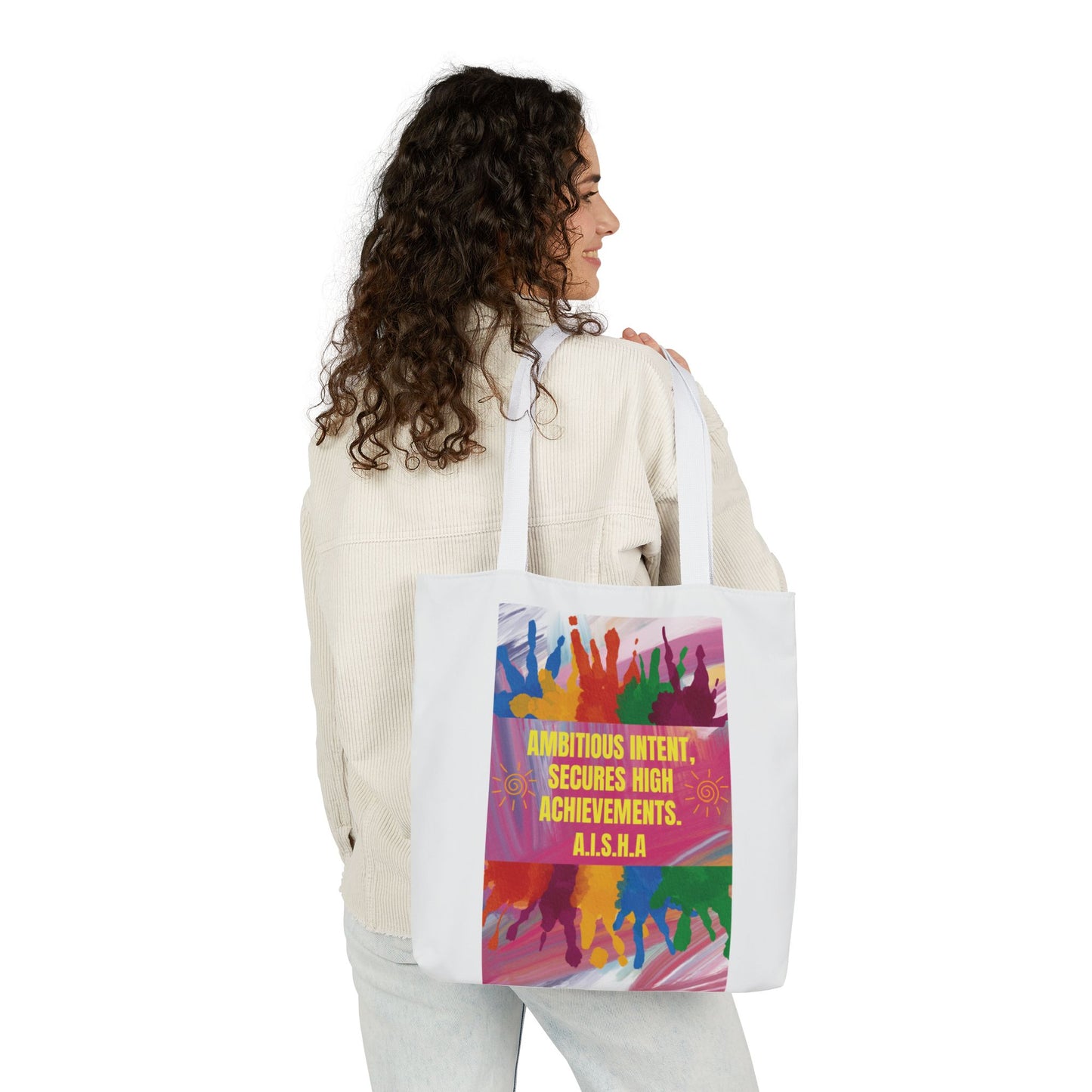 Personalized Initial Quote Colorful Paint Canvas Tote Custom Name