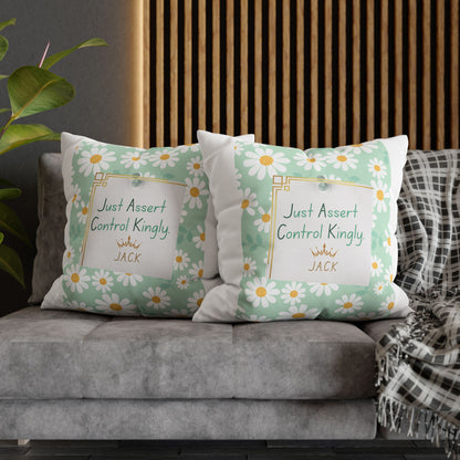 Personalized Initial Quote Floral Inspirational — Custom Sayings on Square Poly Canvas Pillowcase