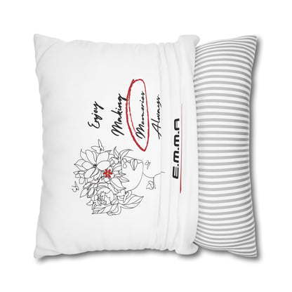 Personalized Initial Floral Girl — Custom Sayings on Square Poly Canvas Pillowcase