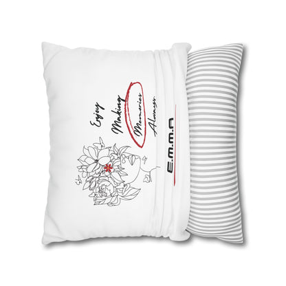 Personalized Initial Floral Girl — Custom Sayings on Square Poly Canvas Pillowcase