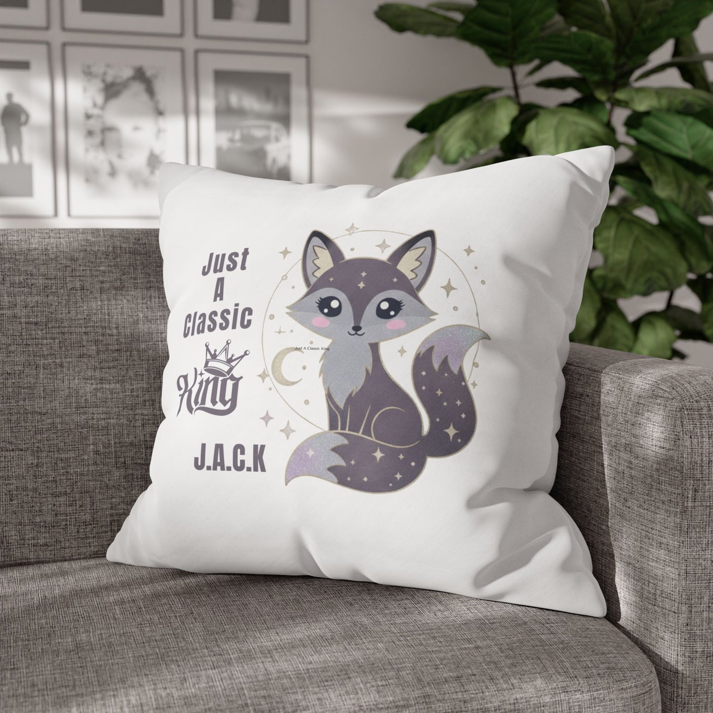 Personalized Initial Quote Fox — Custom Sayings on Square Poly Canvas Pillowcase