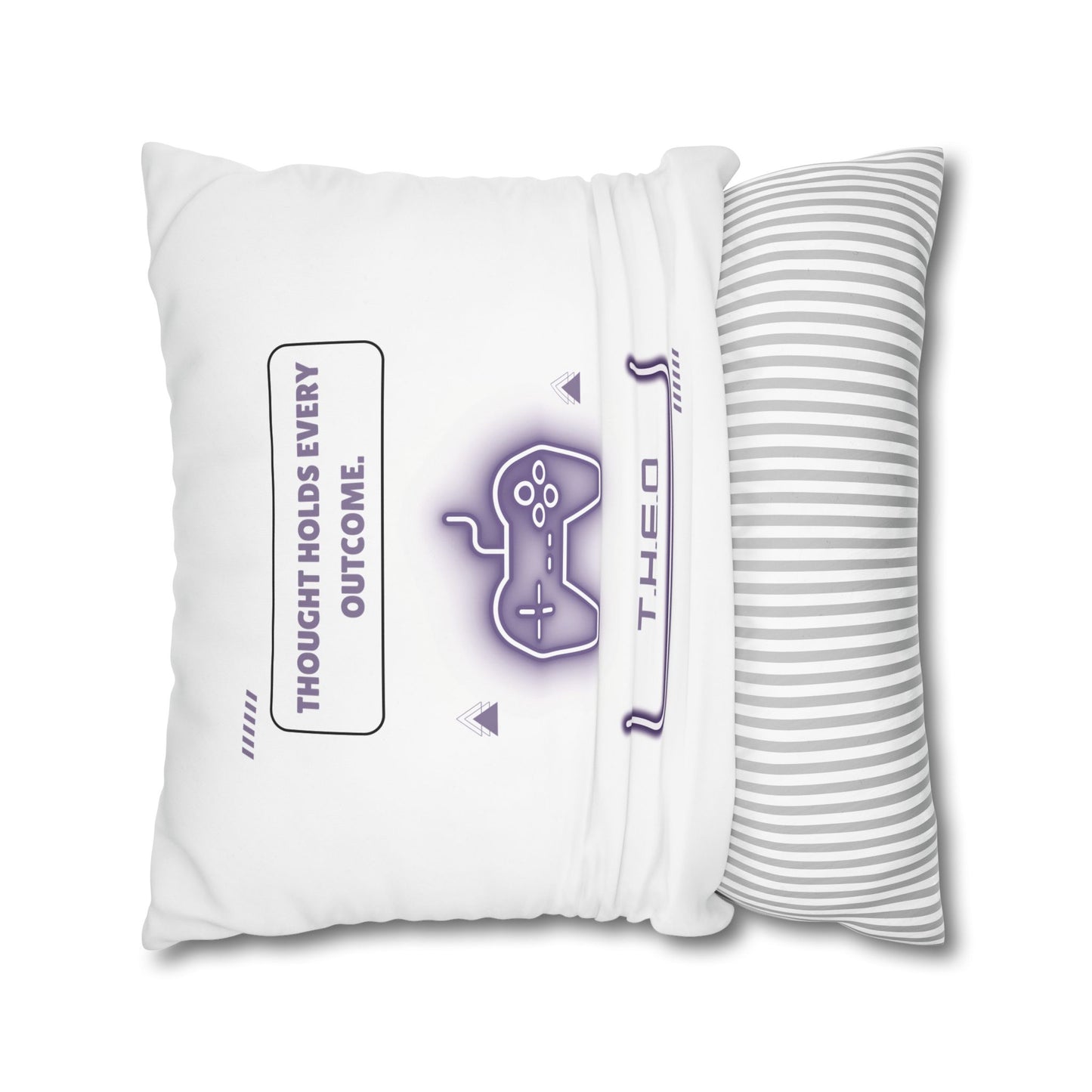 Personalized Initial Quote Game Controller — Custom Sayings on Square Poly Canvas Pillowcase