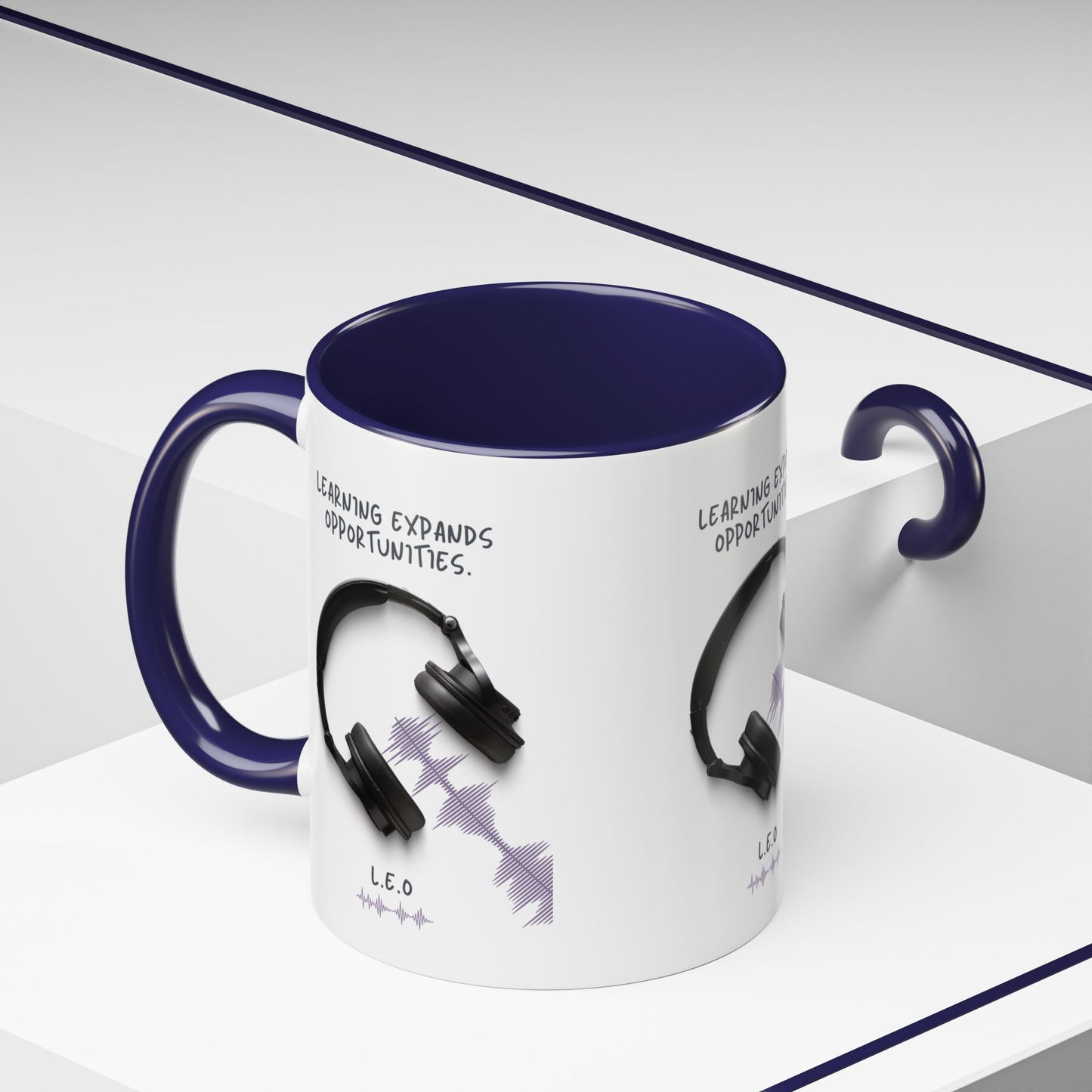 Personalized Initial Headphones Accent Coffee Mug
