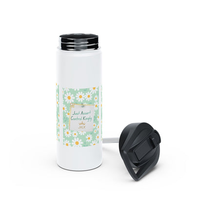 Personalized Initial Quote Floral Note Stainless Steel Water Bottle