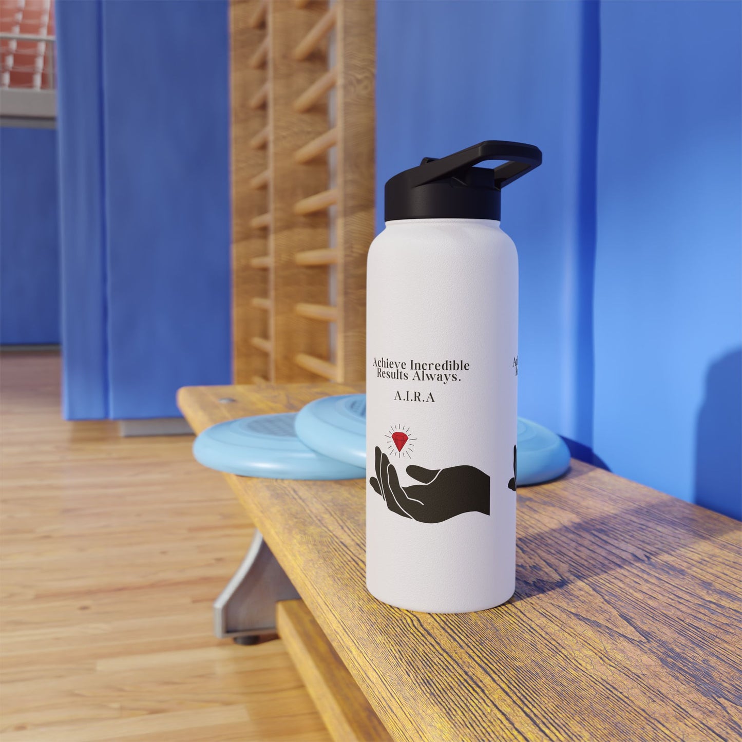 Personalized Initial Quote Hand and Gem Stainless Steel Water Bottle