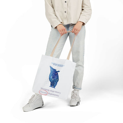 Personalized Initial Quote Owl Galaxy Canvas Tote Custom Name