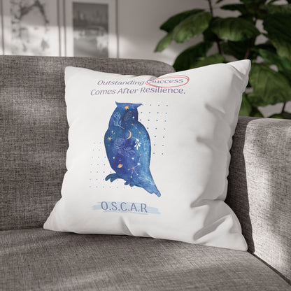 Personalized Initial Quote Galaxy Owl — Custom Sayings on Square Poly Canvas Pillowcase