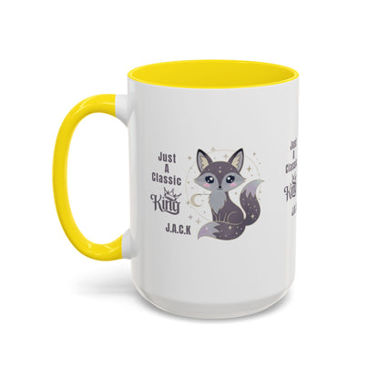 Personalized Initial Fox King Accent Coffee Mug