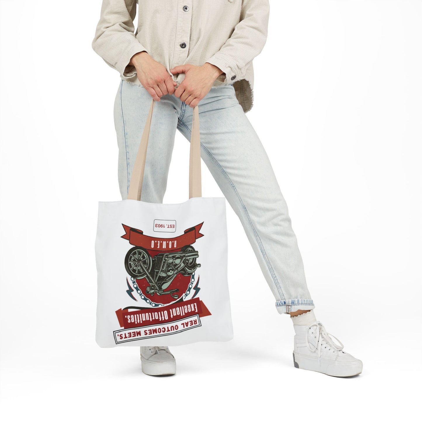 Personalized Initial Quote Motorcycle Canvas Tote Custom Name