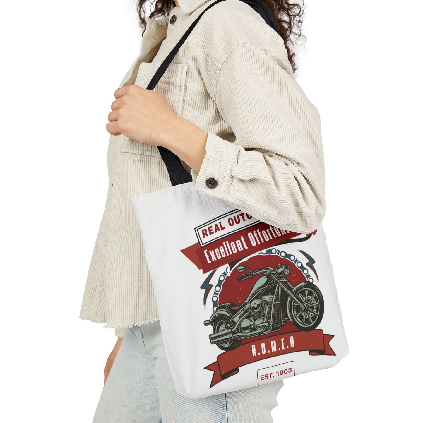 Personalized Initial Quote Motorcycle Canvas Tote Custom Name