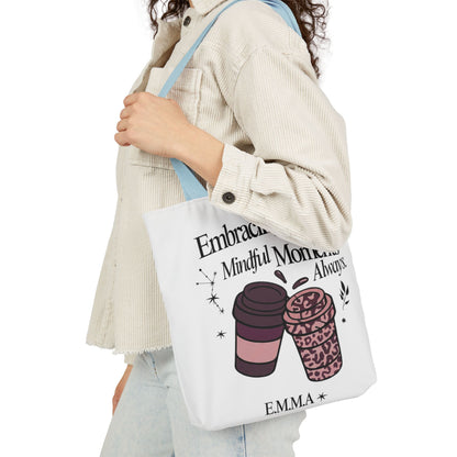 Personalized Initial Quote Coffee Cup Canvas Tote Custom Name