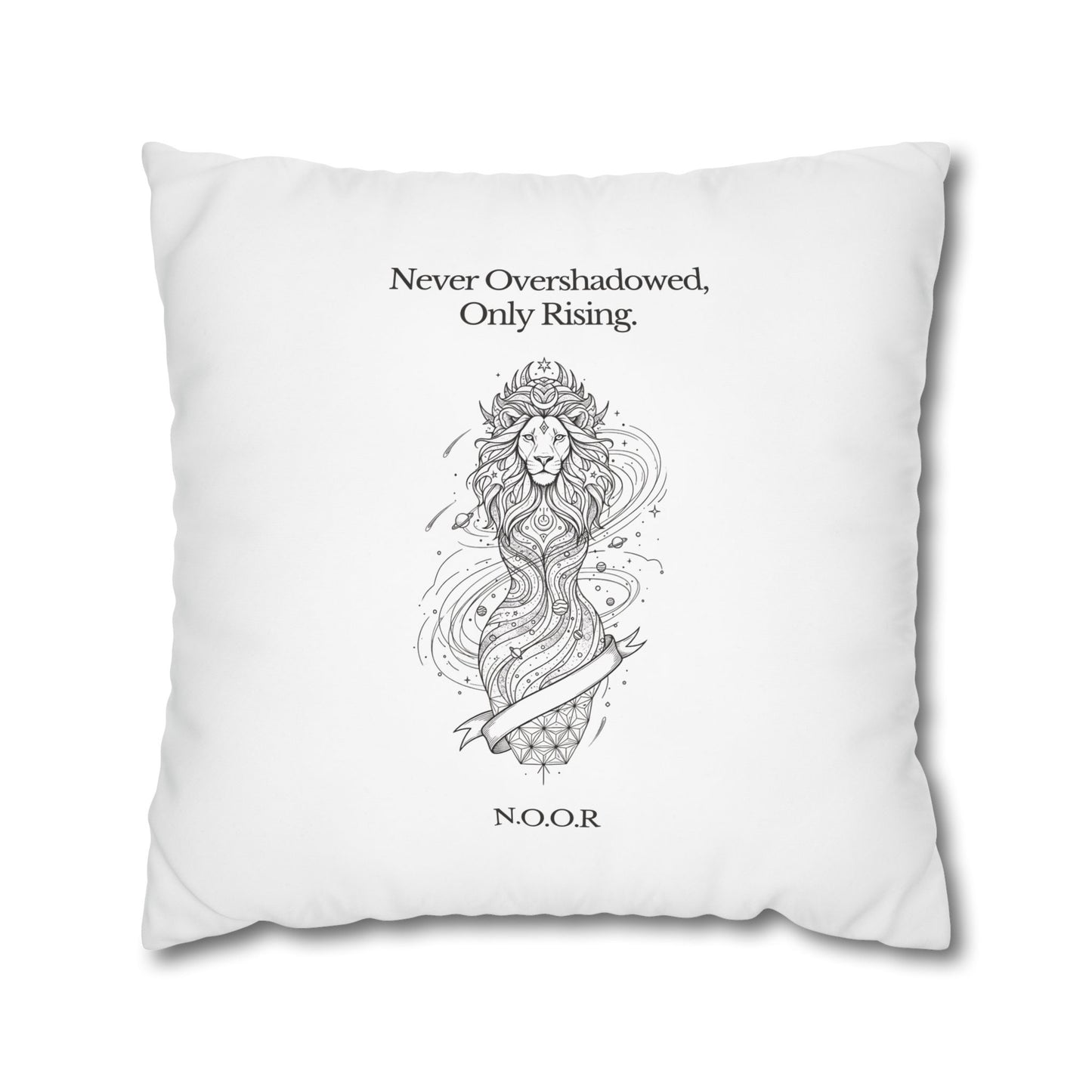 Personalized Initial Quote Girl Lion — Custom Sayings on Square Poly Canvas Pillowcase