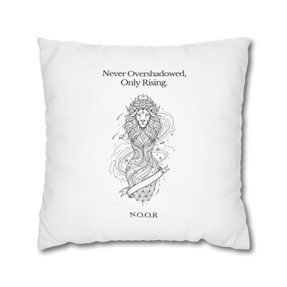 Personalized Initial Quote Girl Lion — Custom Sayings on Square Poly Canvas Pillowcase
