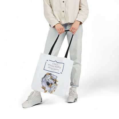 Personalized Initial Quote Floral Skull Canvas Tote Custom Name