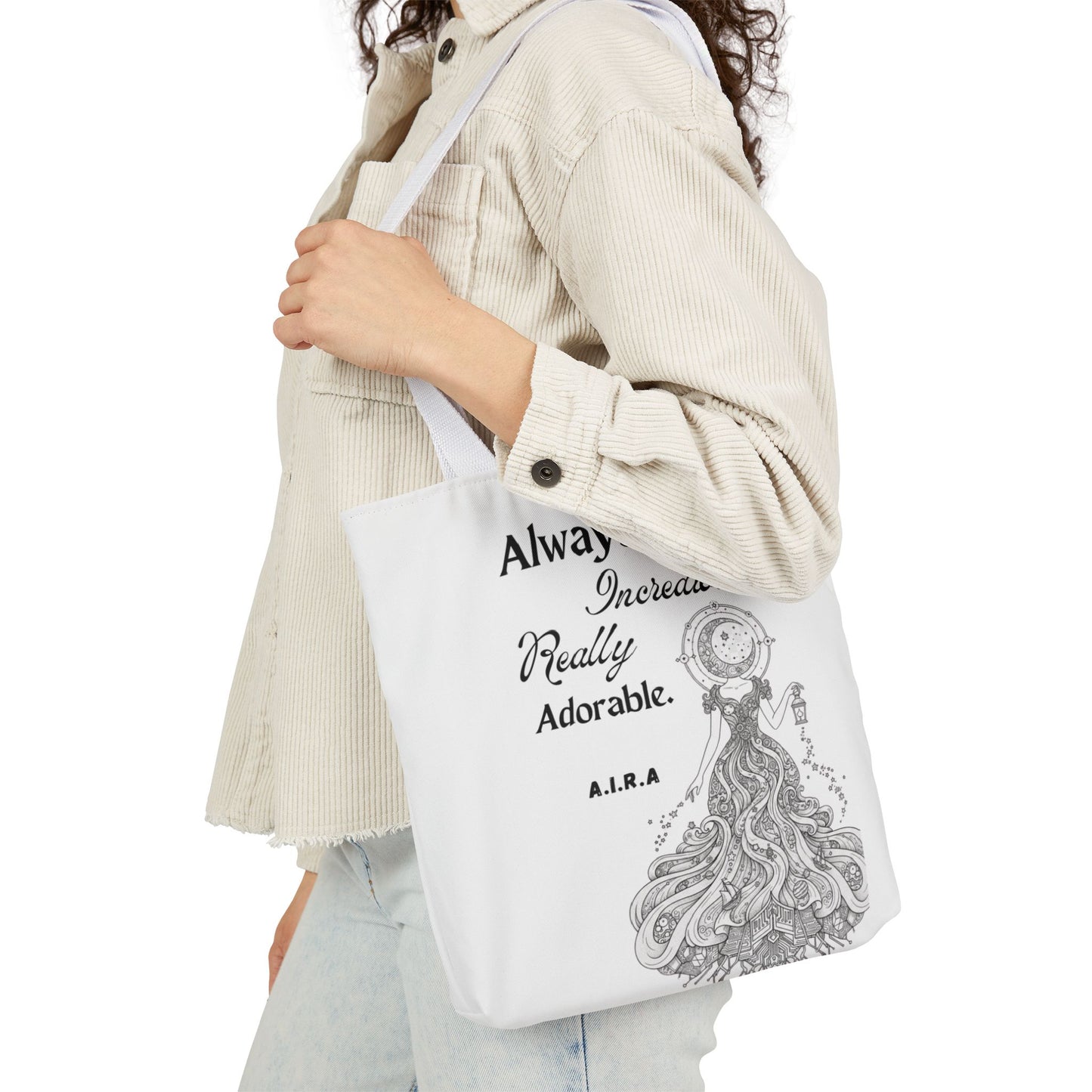 Personalized Initial Quote Light Girl Canvas Tote Custom Name