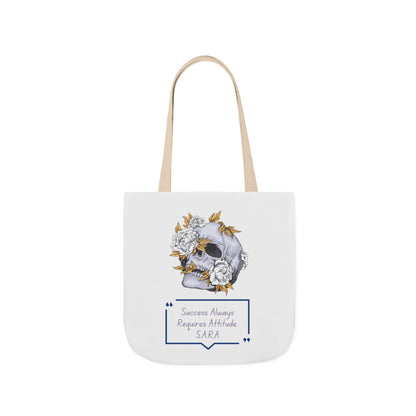 Personalized Initial Quote Floral Skull Canvas Tote Custom Name