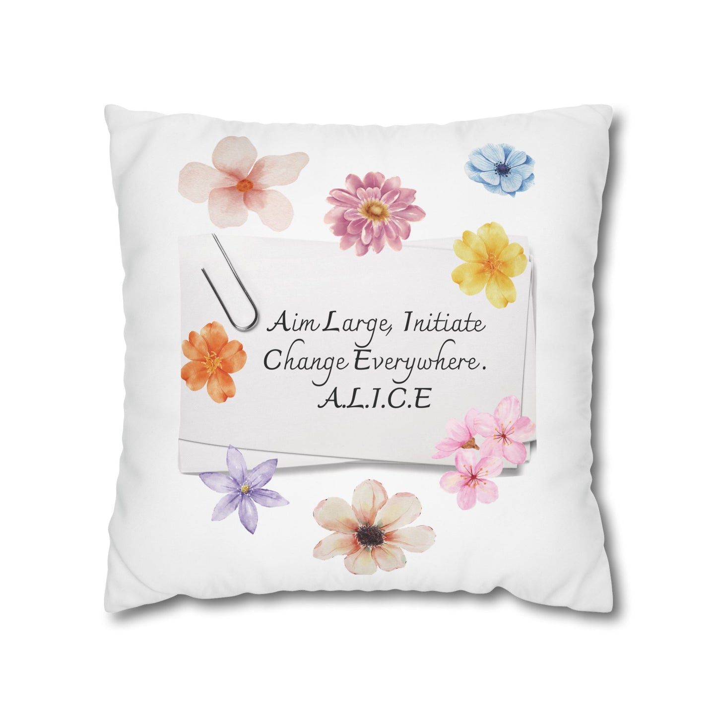 Personalized Initial Quote Clip Note — Custom Sayings on Square Poly Canvas Pillowcase