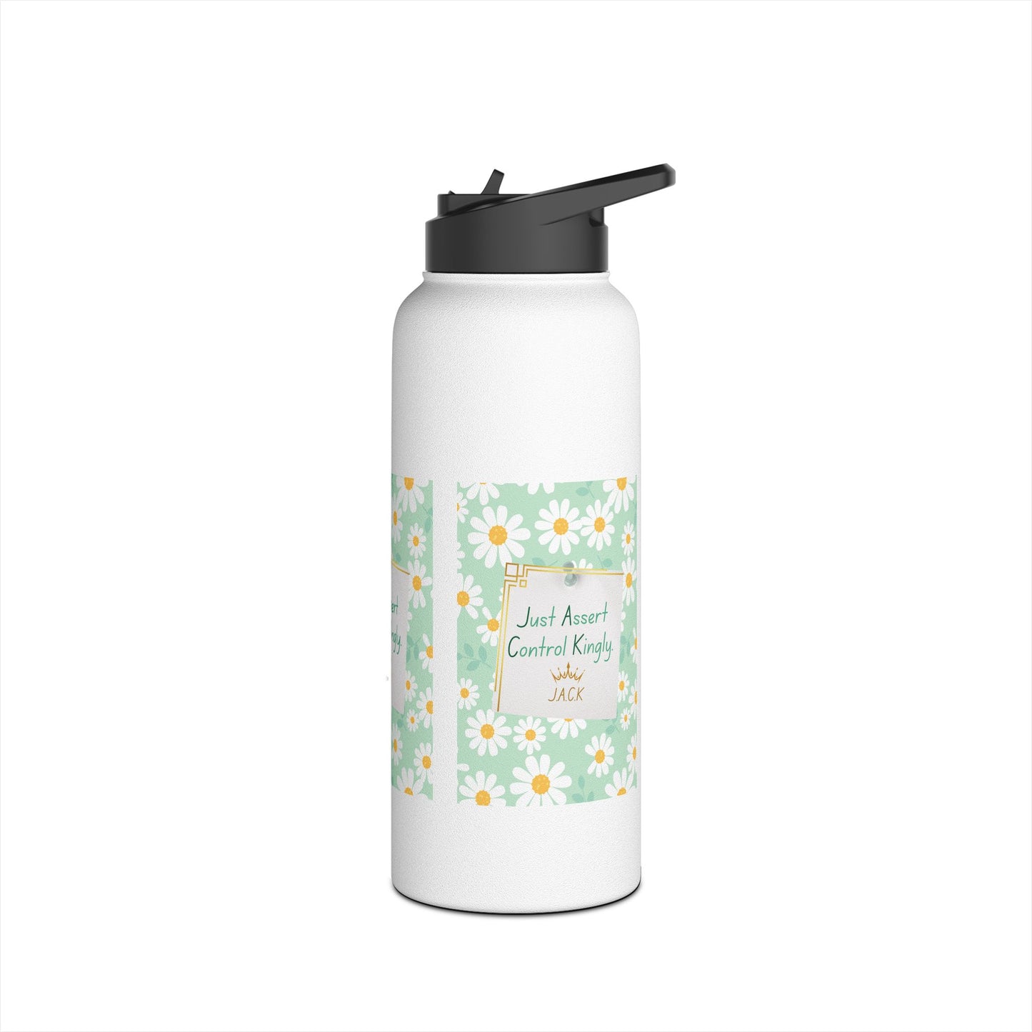 Personalized Initial Quote Floral Note Stainless Steel Water Bottle