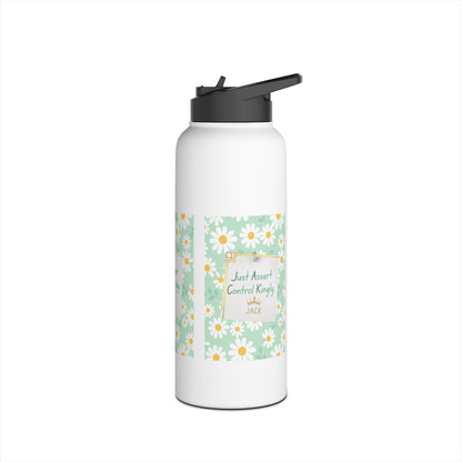Personalized Initial Quote Floral Note Stainless Steel Water Bottle