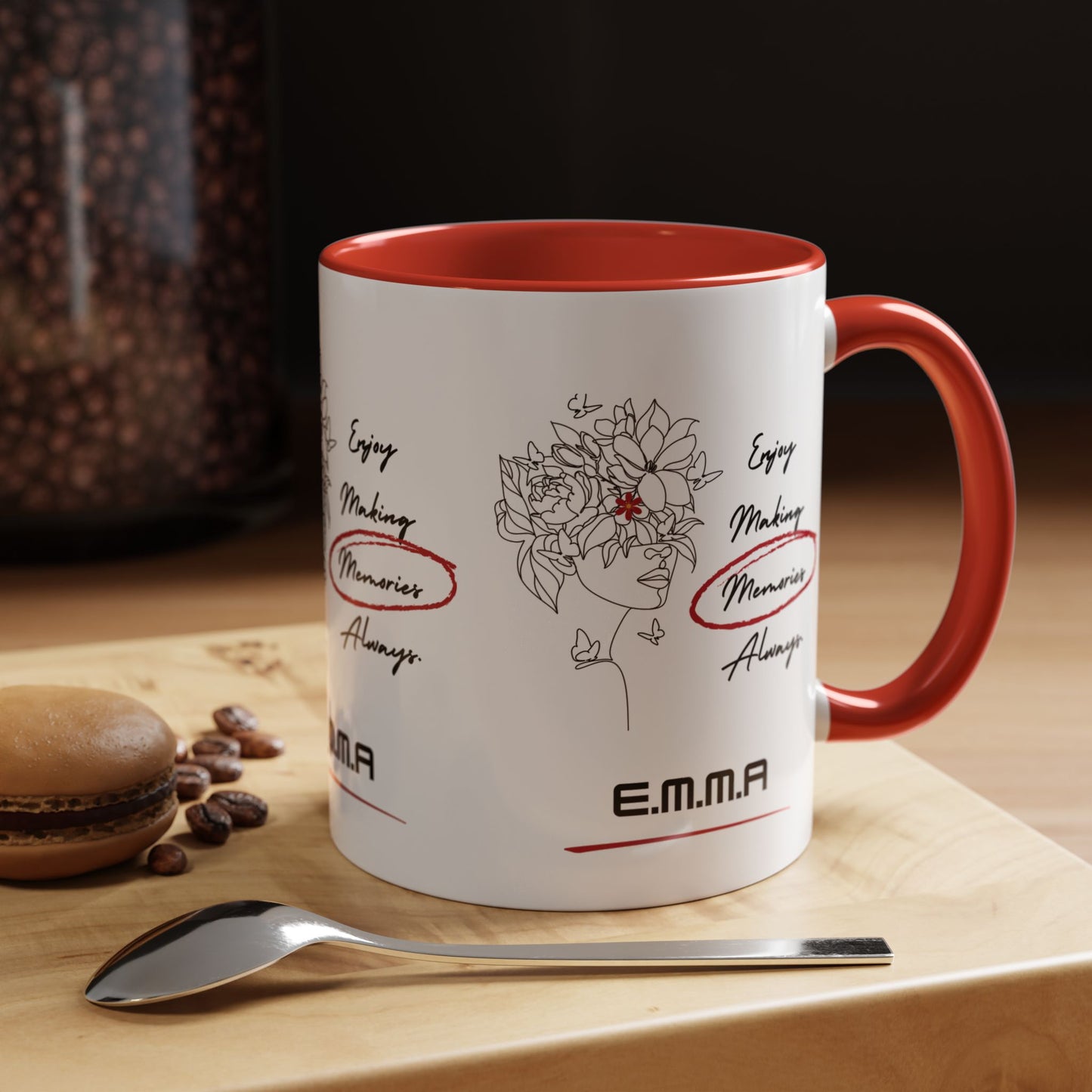 Personalized Initial Floral Girl Accent Coffee Mug