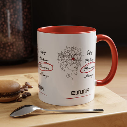 Personalized Initial Floral Girl Accent Coffee Mug