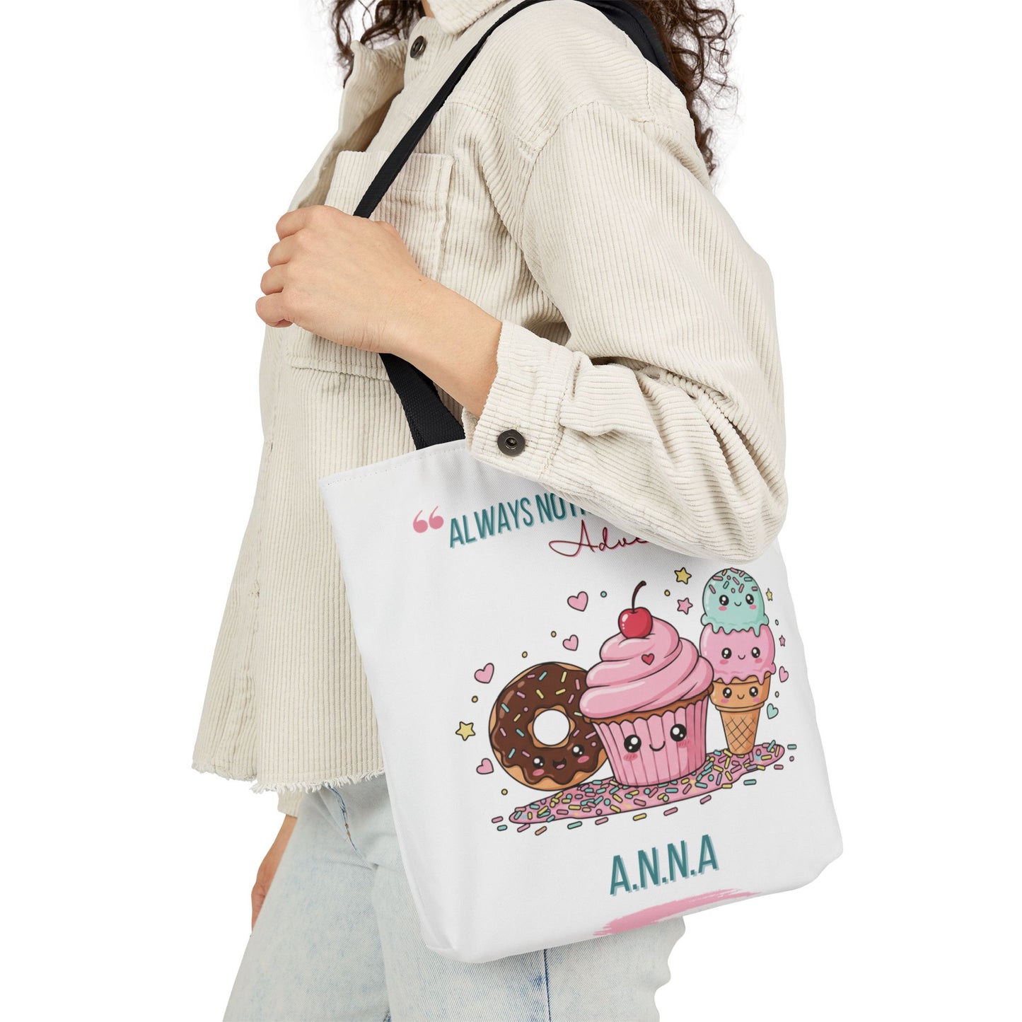 Personalized Initial Quote Sweet Treat Canvas Tote Custom Name