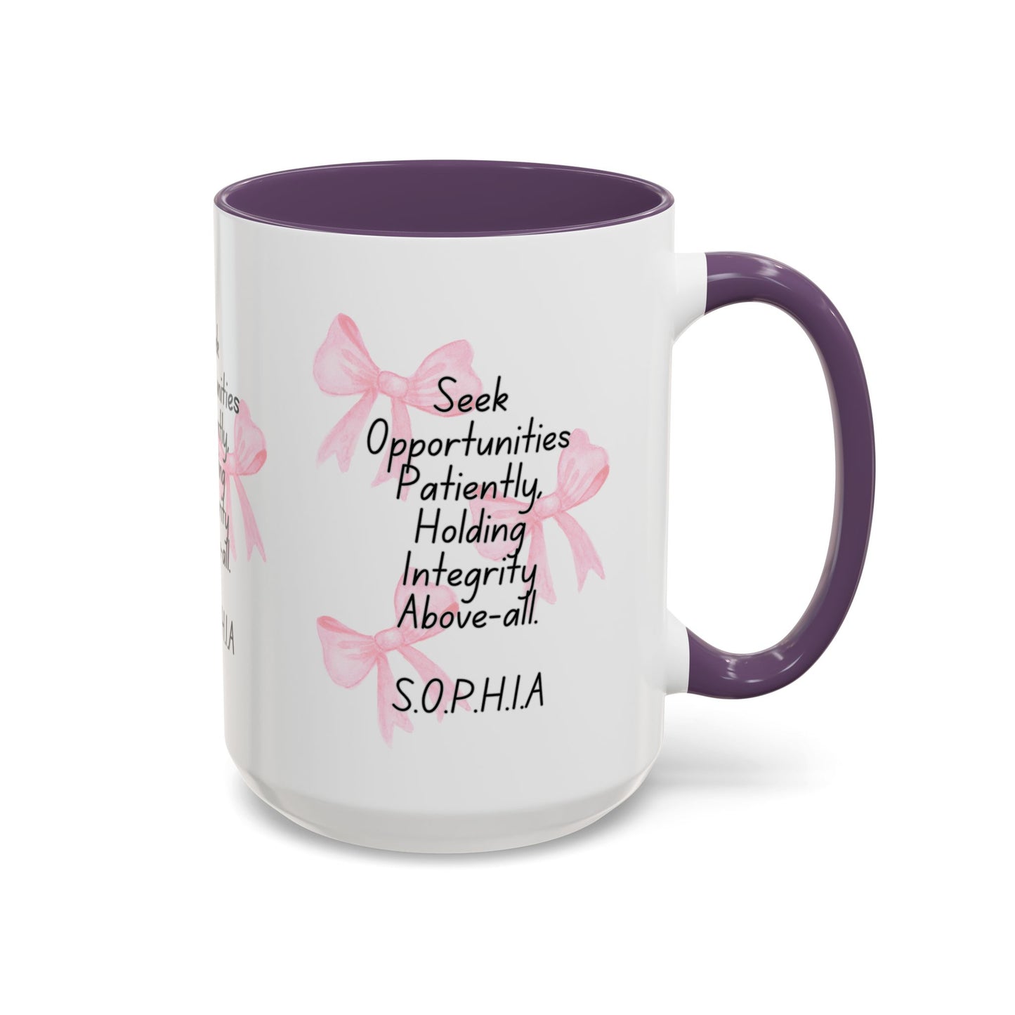 Personalized Pink Bow Accent Coffee Mug