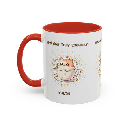 Personalized Initial Exquisite Cat Accent Coffee Mug