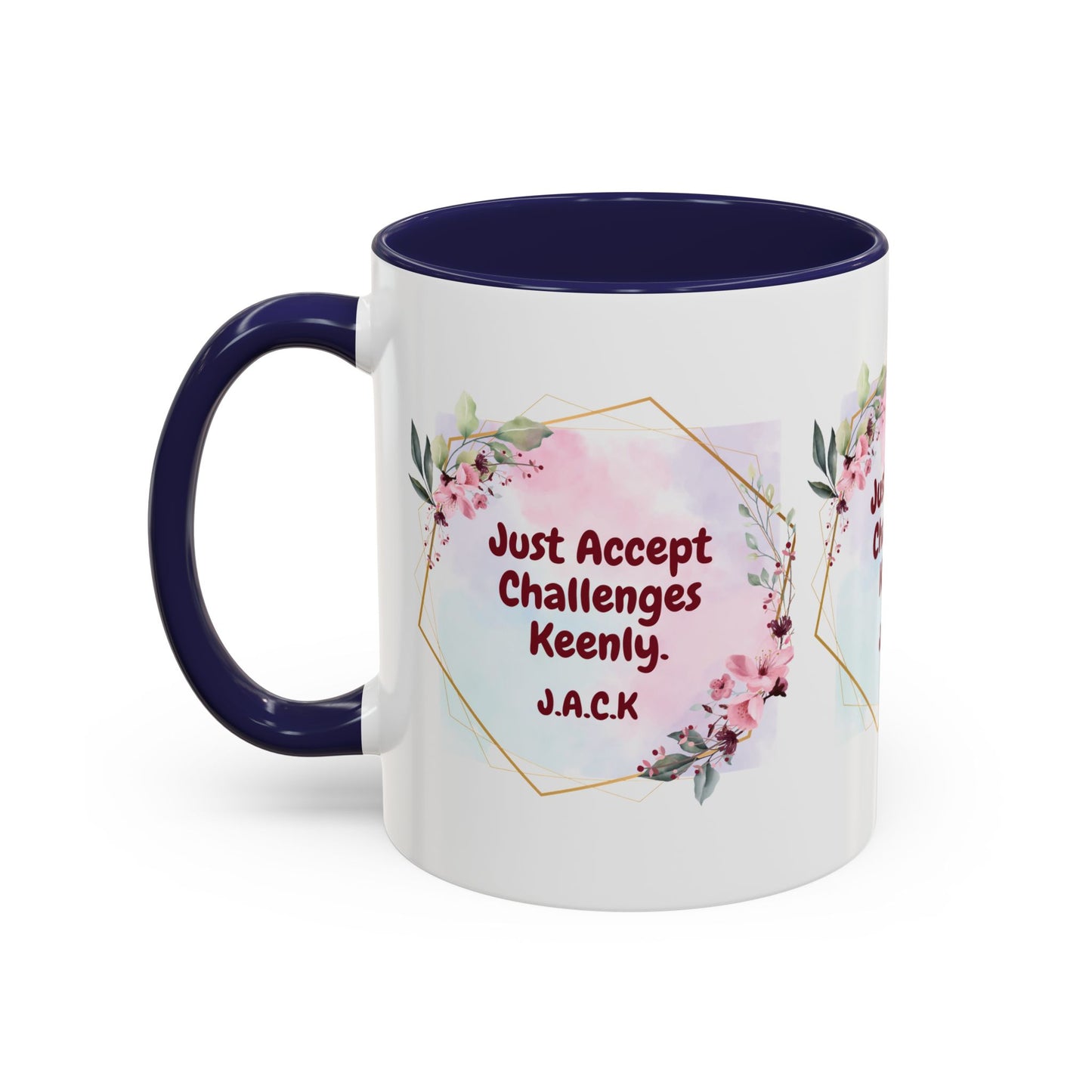 Personalized Floral Frame Accent Coffee Mug