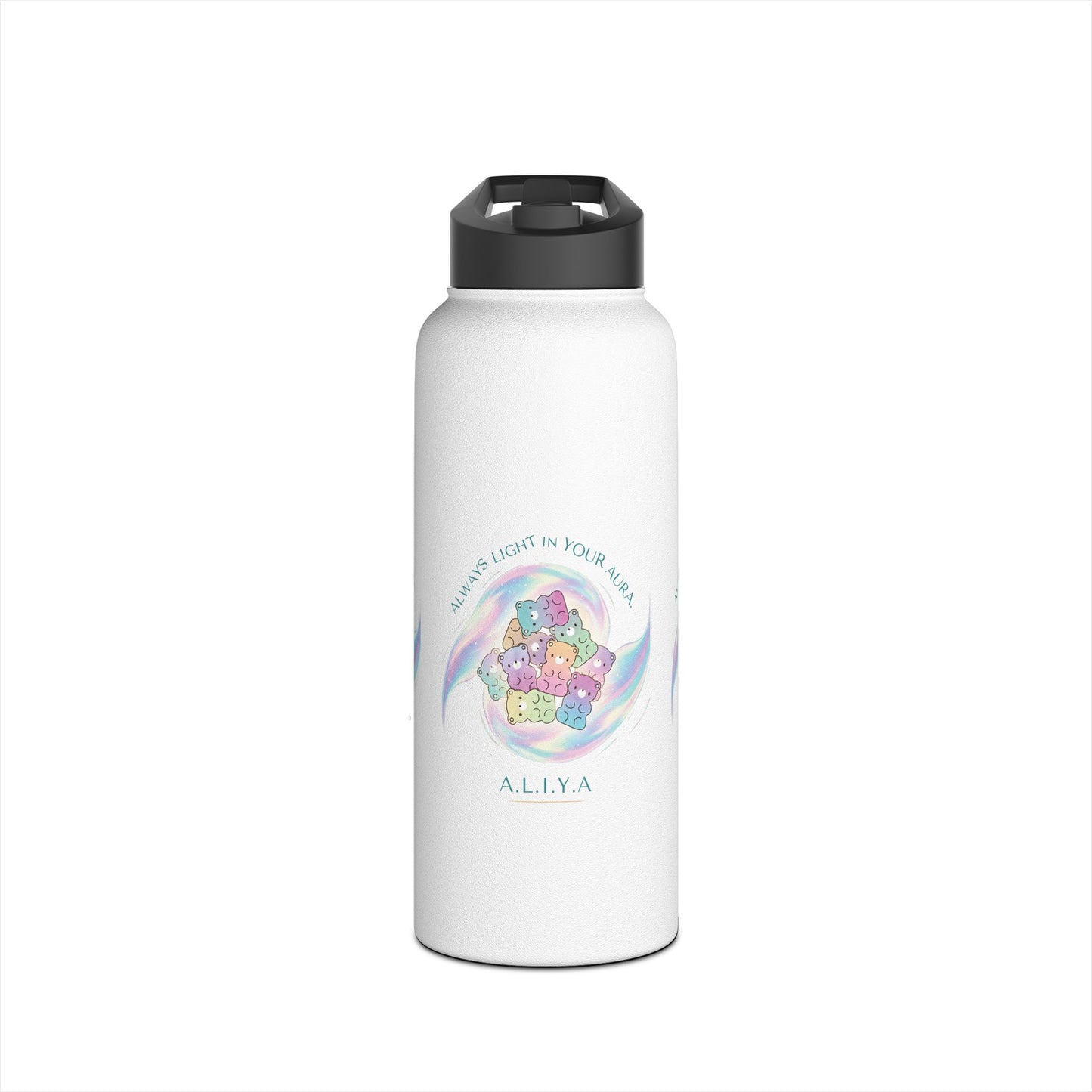 Personalized Initial Pastel Bear Stainless Steel Water Bottle